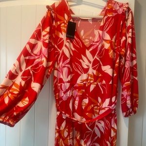 Eloquii Ruffle Red Tropical Maxi Dress 20